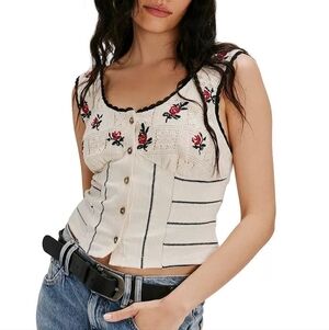 Free People Rose Bud Pointelle Knit Tank Top